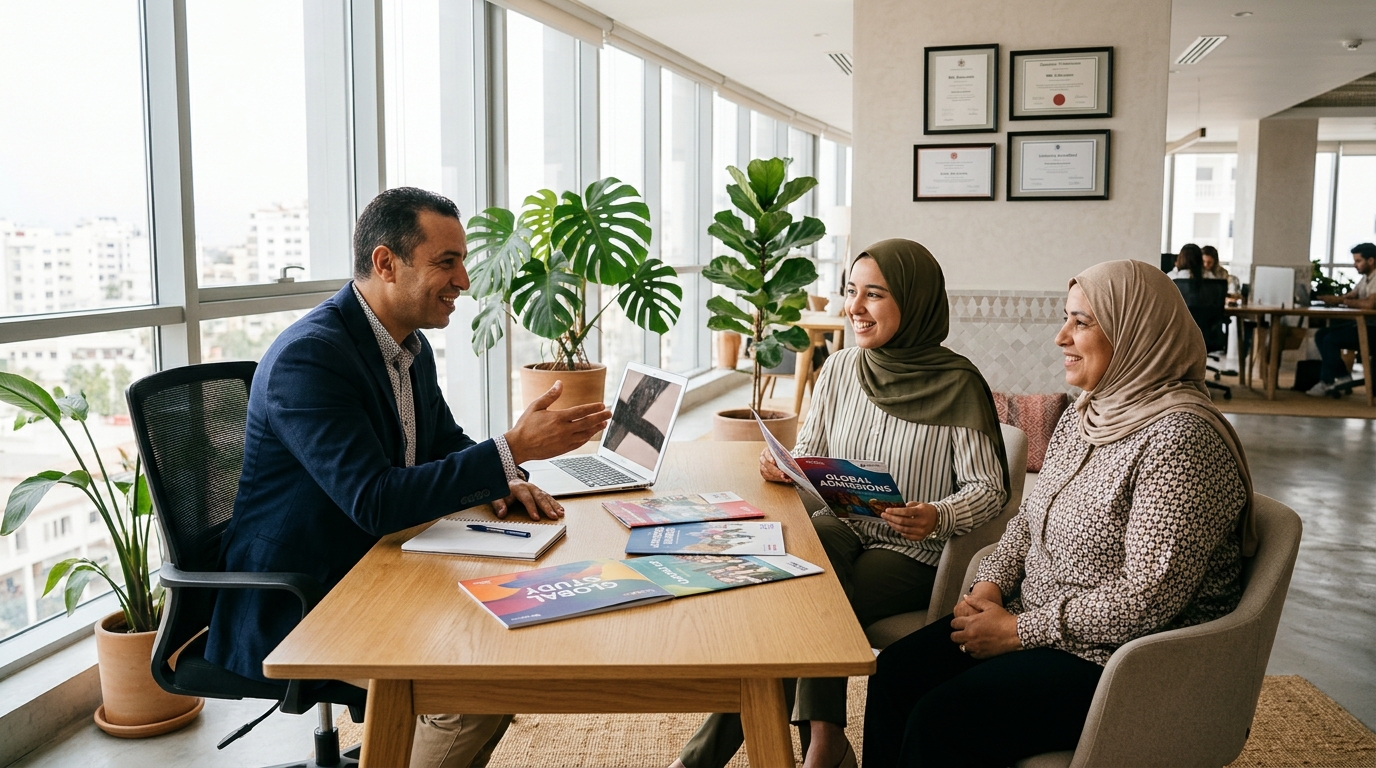Consultation d'orientation avec conseiller Safa Study et famille marocaine